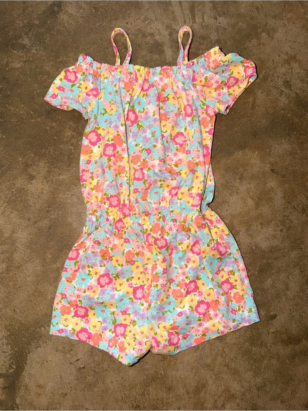 The Children’s Place Floral Cold Shoulder Romper 3T Fits 2T